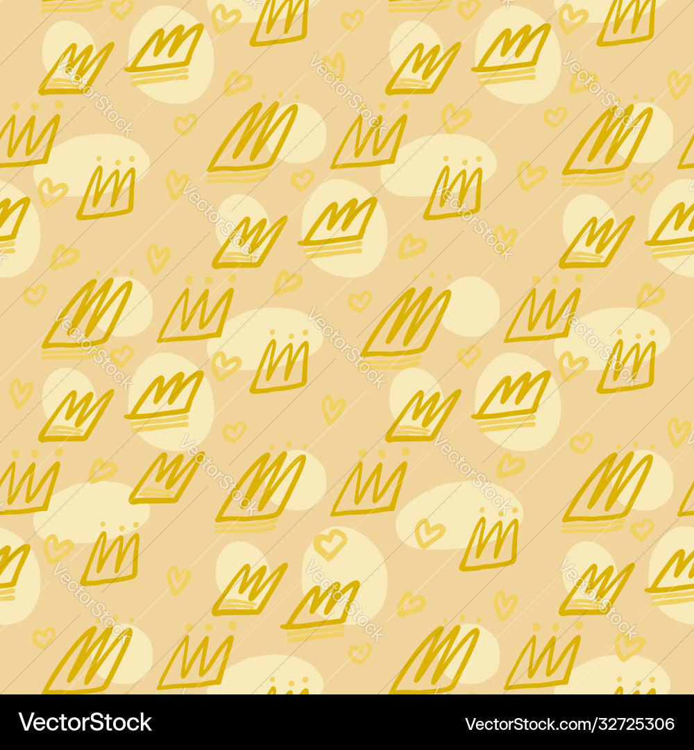 Seamless doodle random pattern with crown Seamless doodle random pattern with crown Vector Image