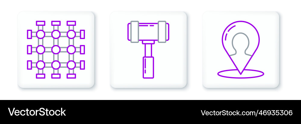 Set line map marker with a silhouette of person Set line map marker with a silhouette of person vector image
