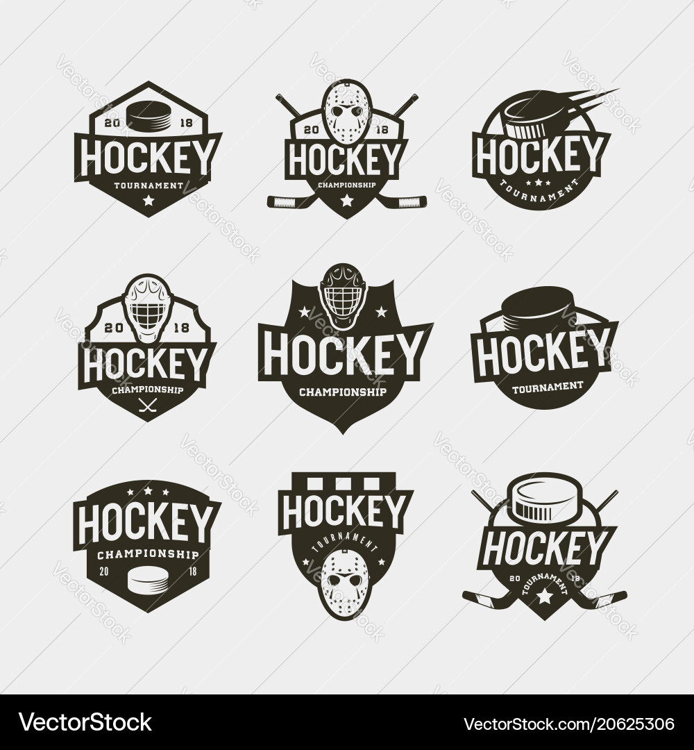 Set of hockey logos sport emblems Set of hockey logos sport emblems vector image