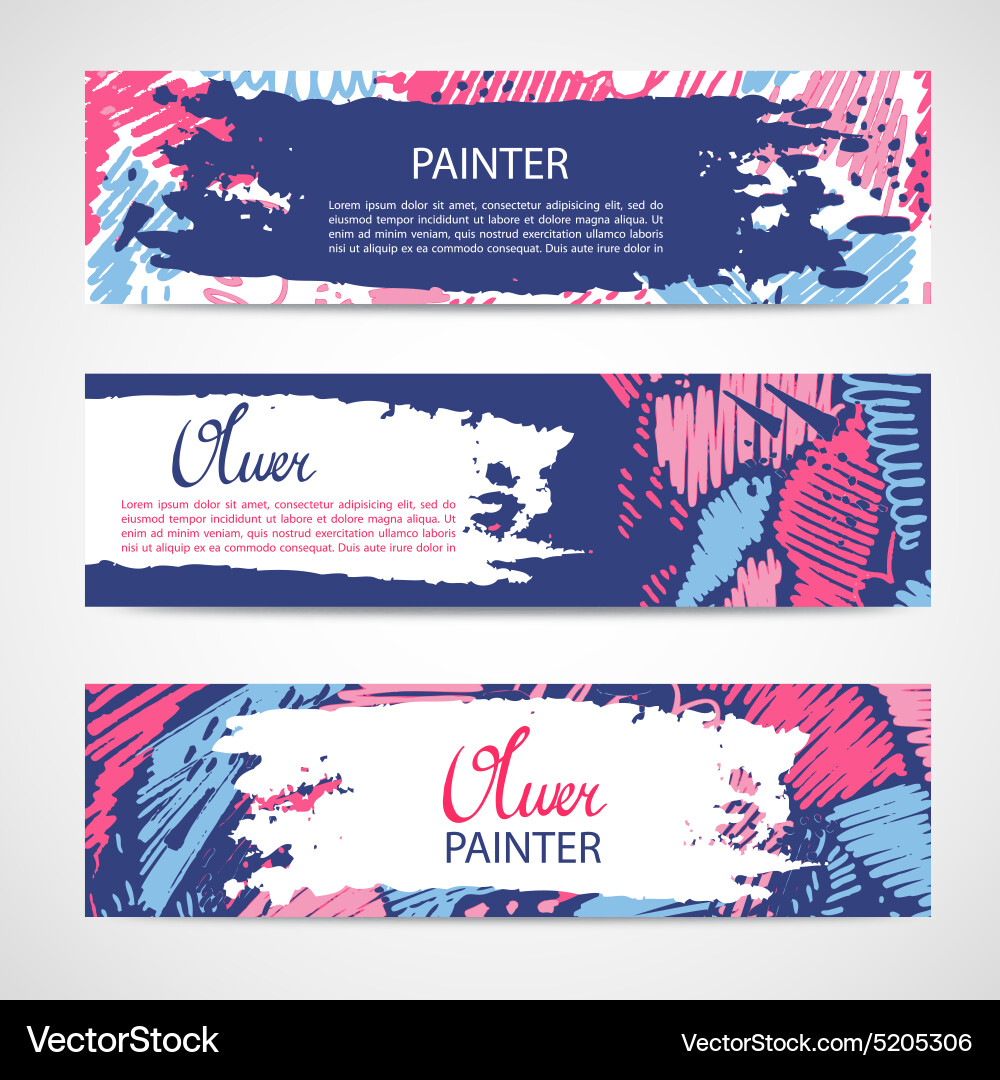 Set of three banners abstract header background vector image