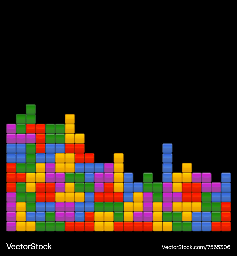Tetris Block Template - Black Background vector image