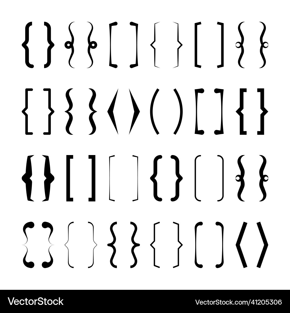 Text brackets collection black quotation box Text brackets collection black quotation box Vector Image