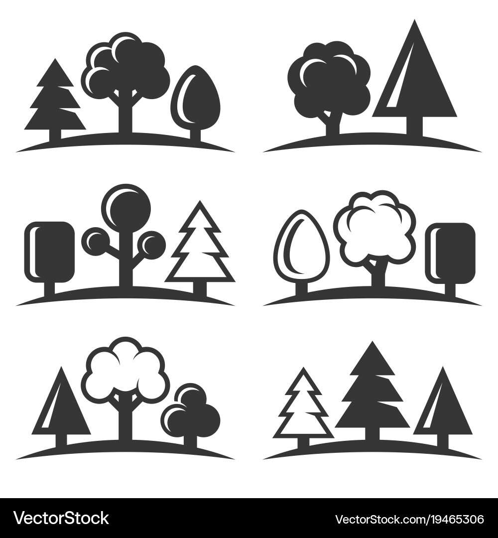 Tree icons set on white background vector image