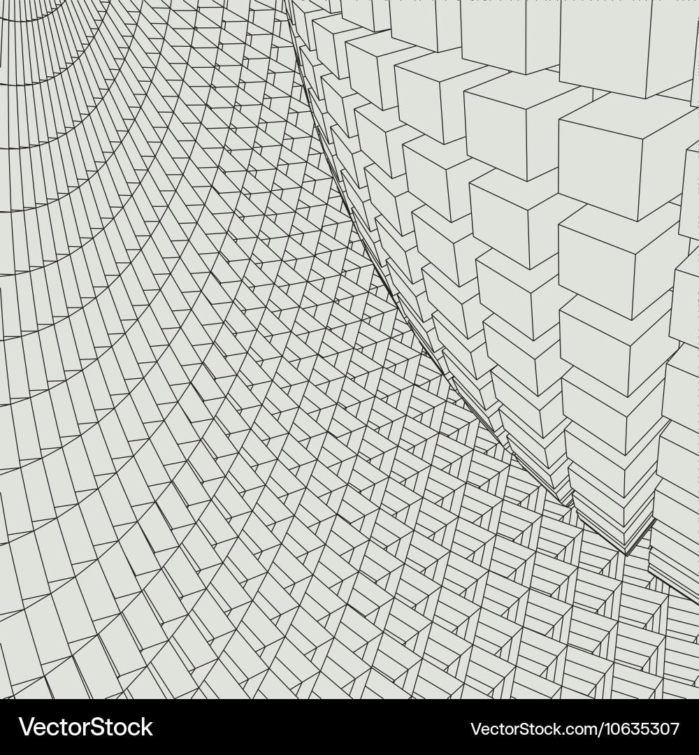 Abstract 3d illuminated distorted mesh sphere Vector Image