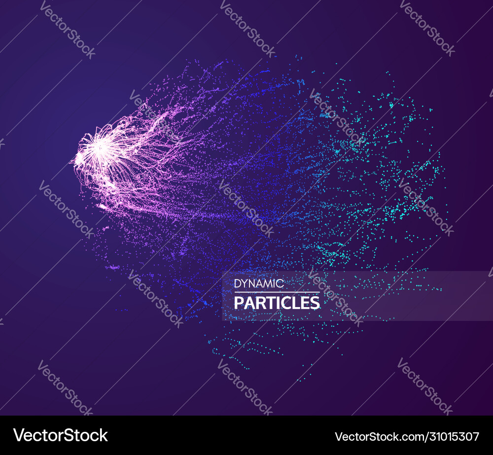 Array with dynamic particles 3d futuristic Vector Image