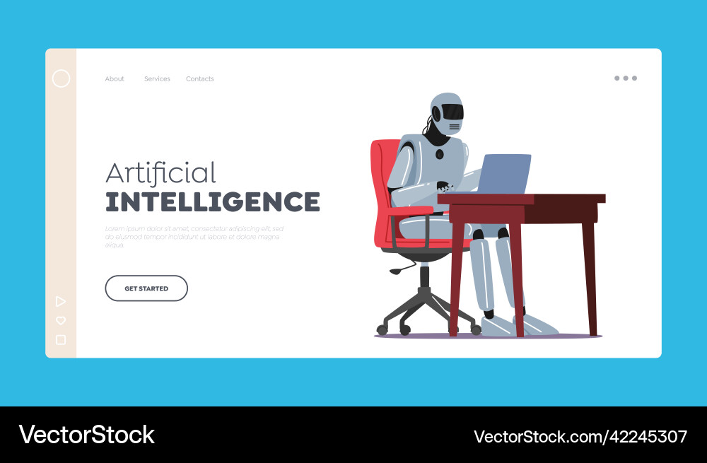 Artificial intelligence landing page template ai vector image