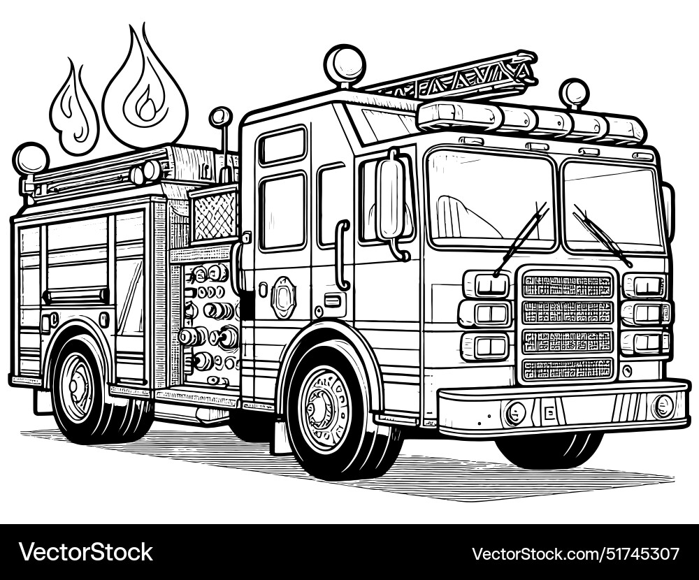 Big fire truck children picture coloring book Big fire truck children picture coloring book vector image