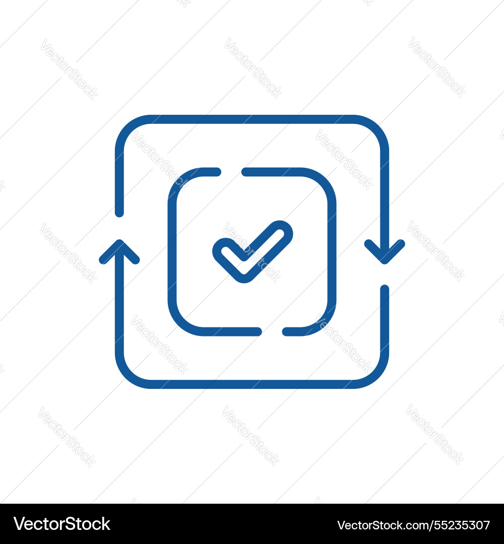 Easy pay or update icon with linear checkmark Easy pay or update icon with linear checkmark vector image