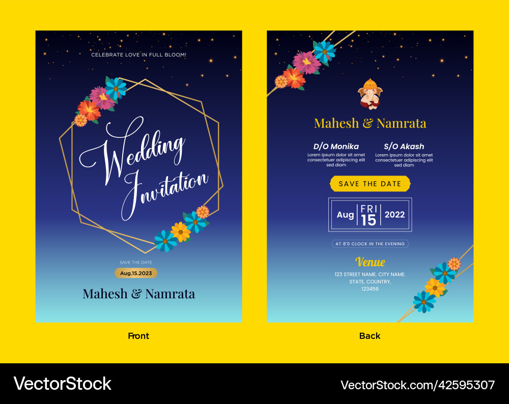 Elegante traditionelle indische Hochzeit Einladung Karte Elegante traditionelle indische Hochzeit Einladung Karte vektorbild