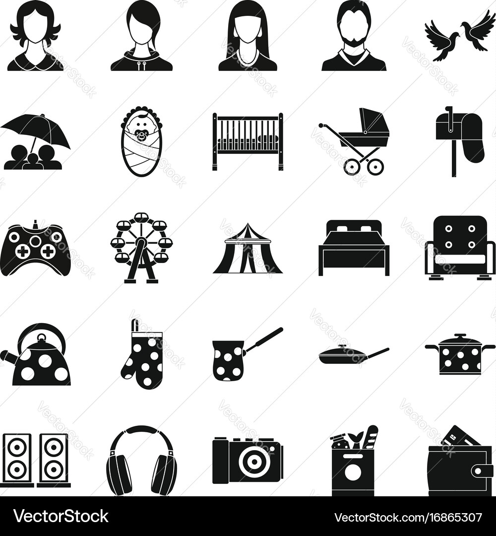 Guest icons set simple style Vector Image