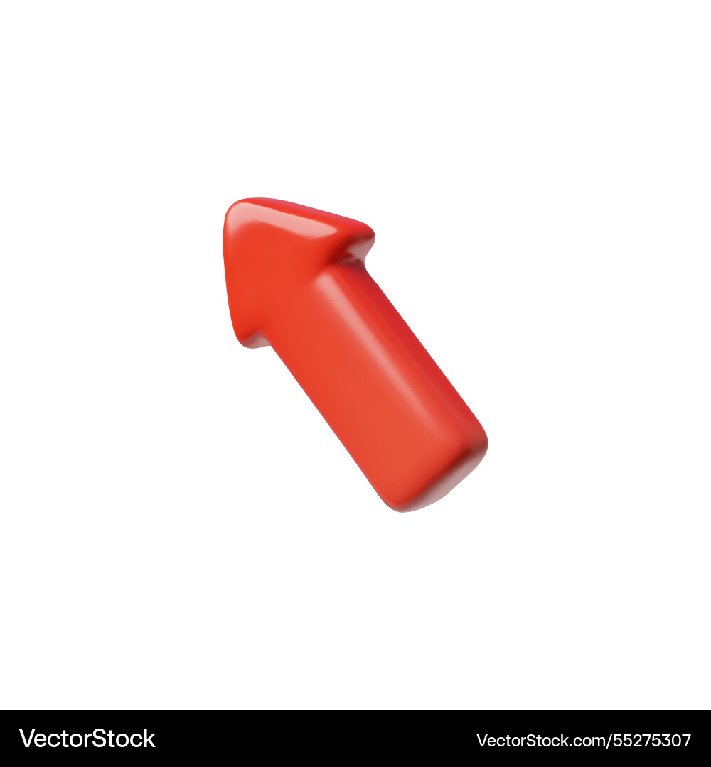 Red arrow pointing up left diagonal cursor 3d Red arrow pointing up left diagonal cursor 3d vector image