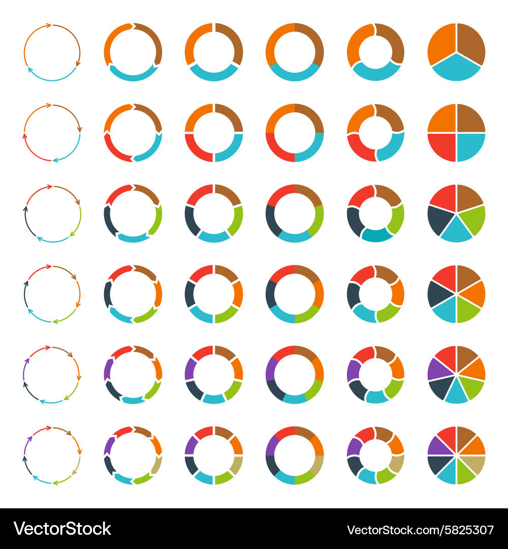 Segmented Pie Charts & Arrows vector image