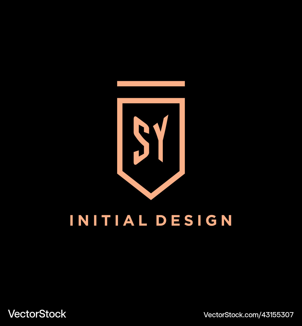 Sy monogram initial with shield logo design icon Sy monogram initial with shield logo design icon Vector Image