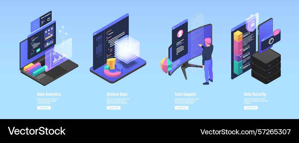 Tech support analytics and data security Tech support analytics and data security vector image