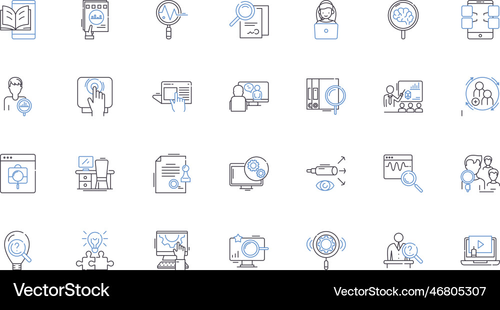 Trace line icons collection detect track follow Trace line icons collection detect track follow Vector Image