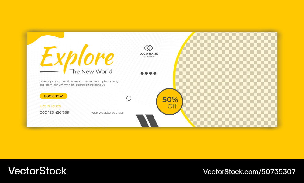 Travel facebook cover page banner template Vector Image