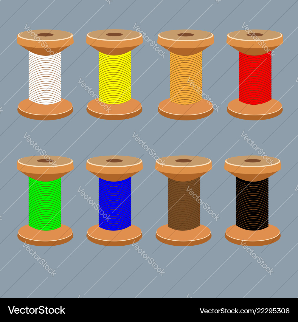 A set of coils with multi-colored threads Vector Image