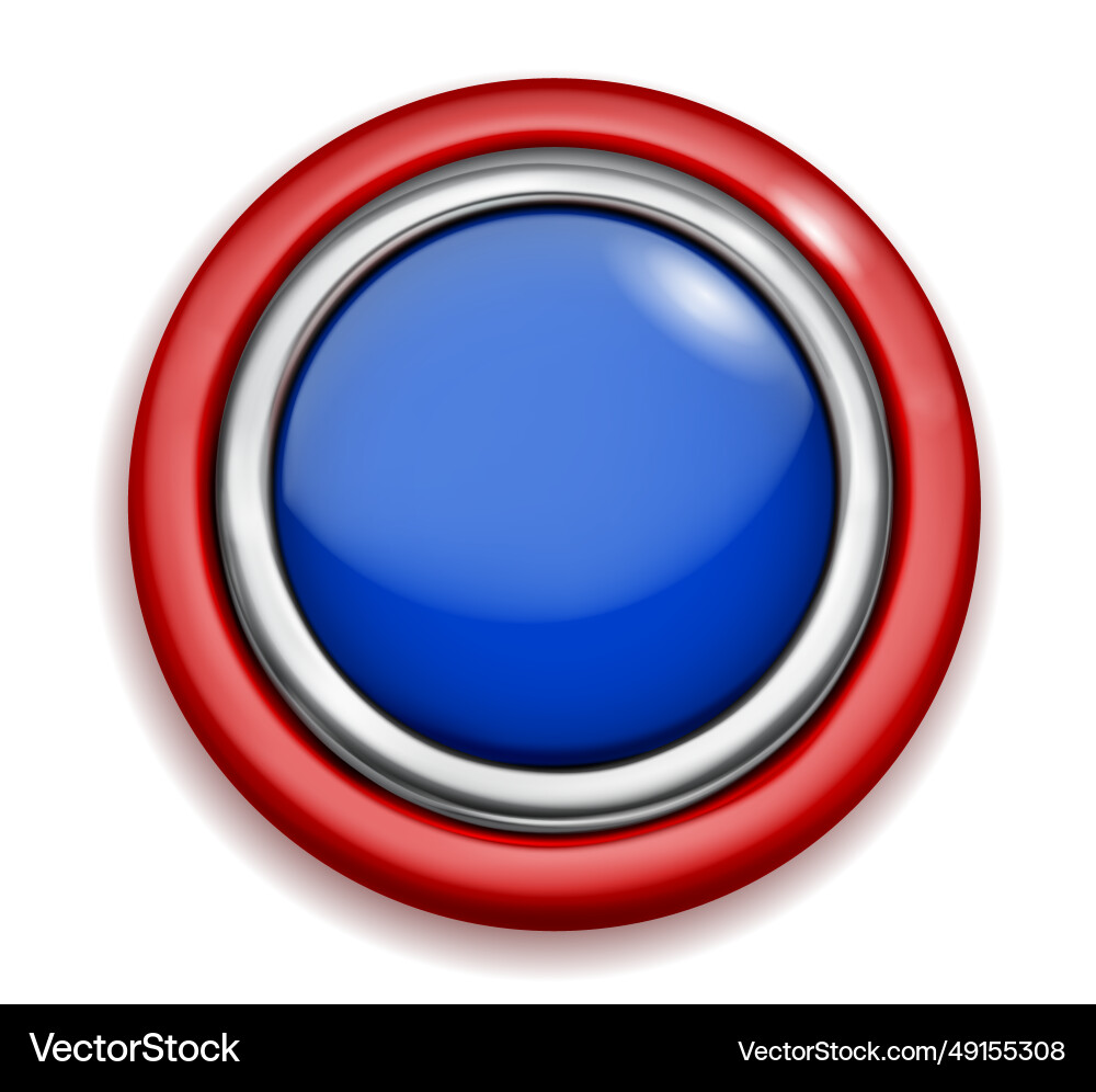 Big button with metallic and colored borders Big button with metallic and colored borders vector image