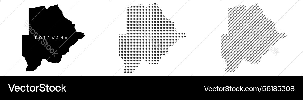 Botswana silhouette map and two patterns of dots Vector Image