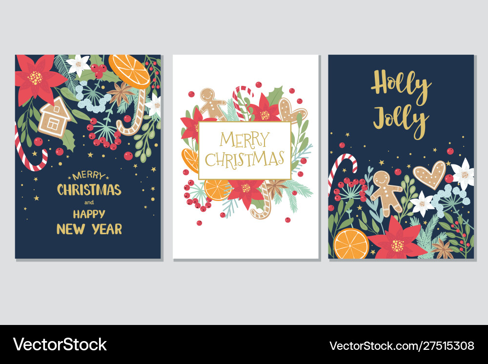 Christmas Floral Cards Vector Image