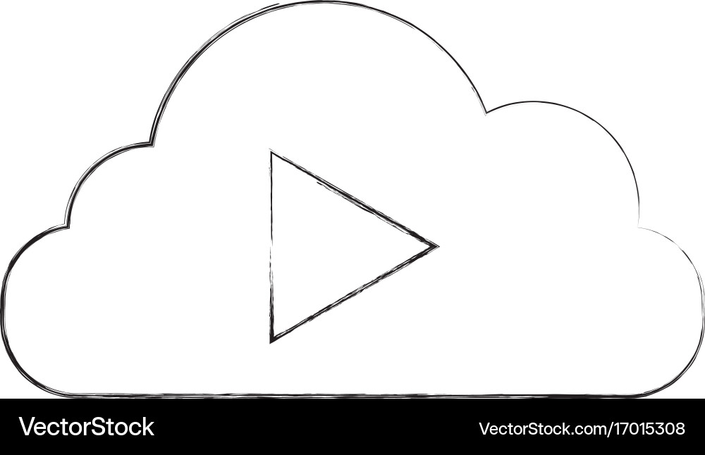 Cloud computing with tape media player isolated Vector Image