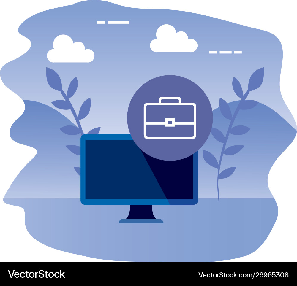 Desktop computer device with portfolio Vector Image