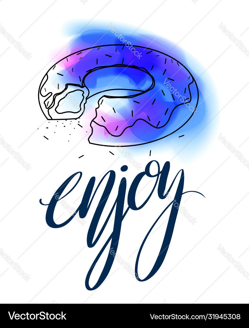 Enjoy contour isometry donut with multicolored Vector Image