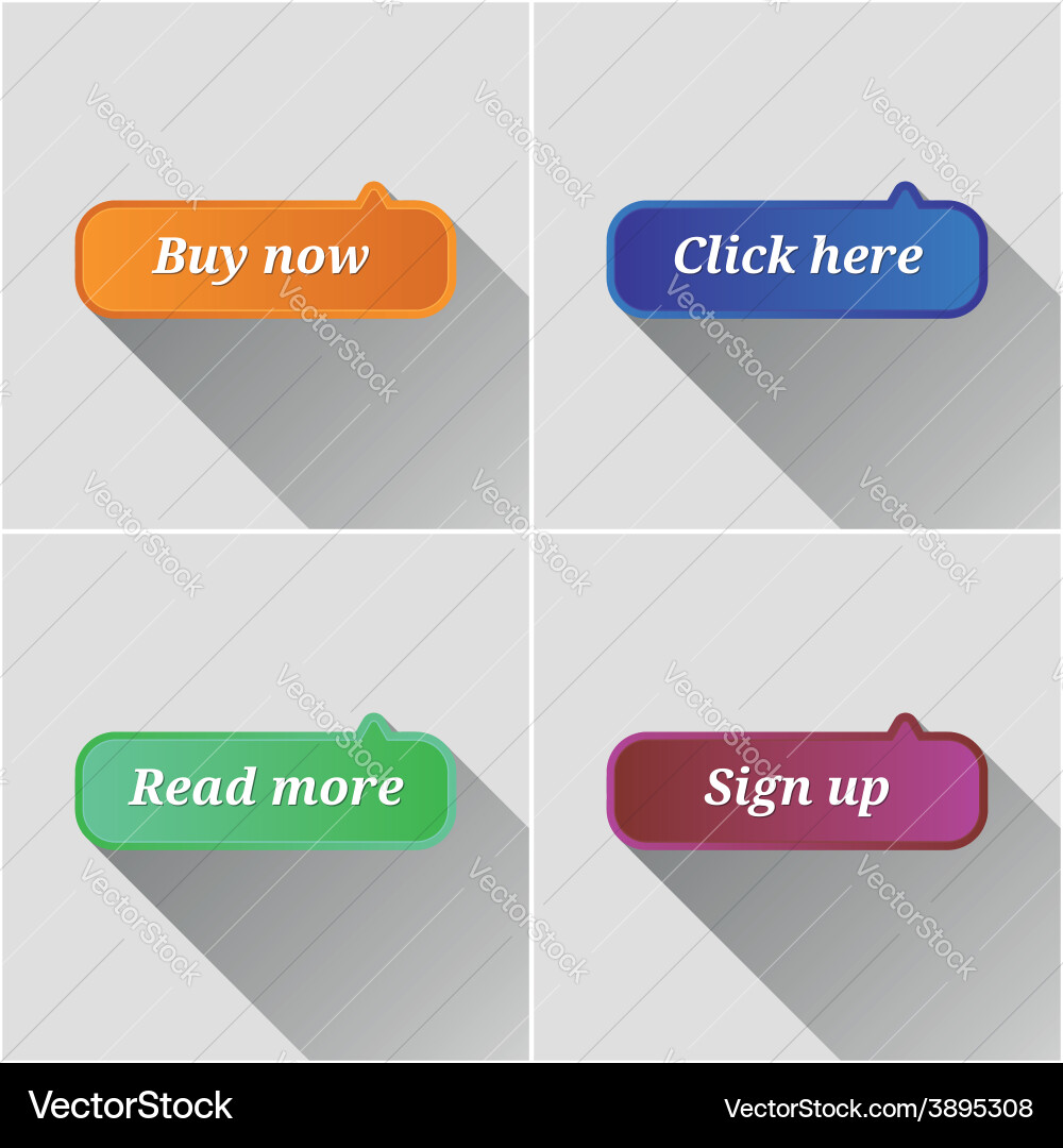 Flat Web Buttons Collection Vector Image