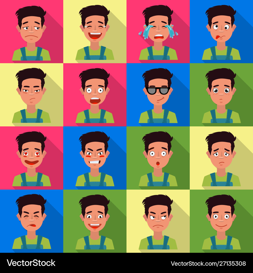 Isolated object face and boy icon set Isolated object face and boy icon set Vector Image