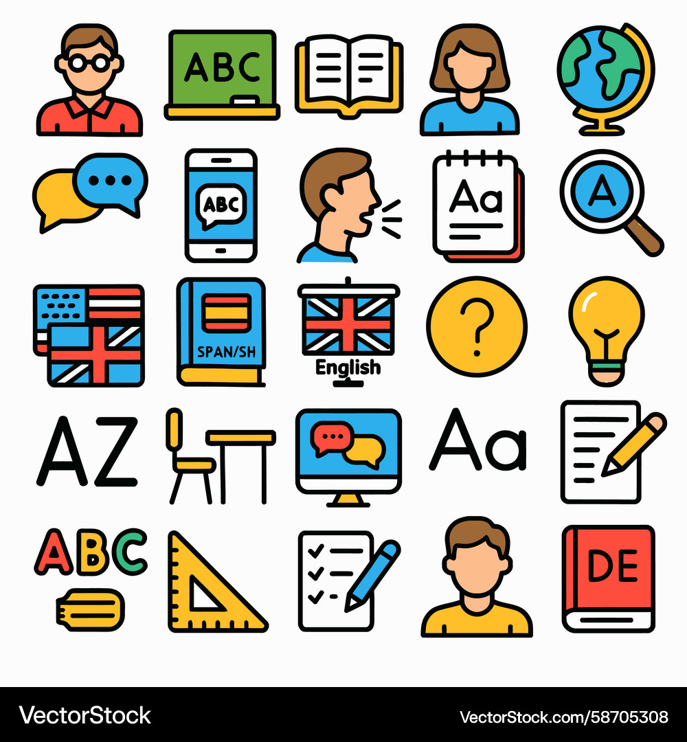 Language learning icons set Vector Image