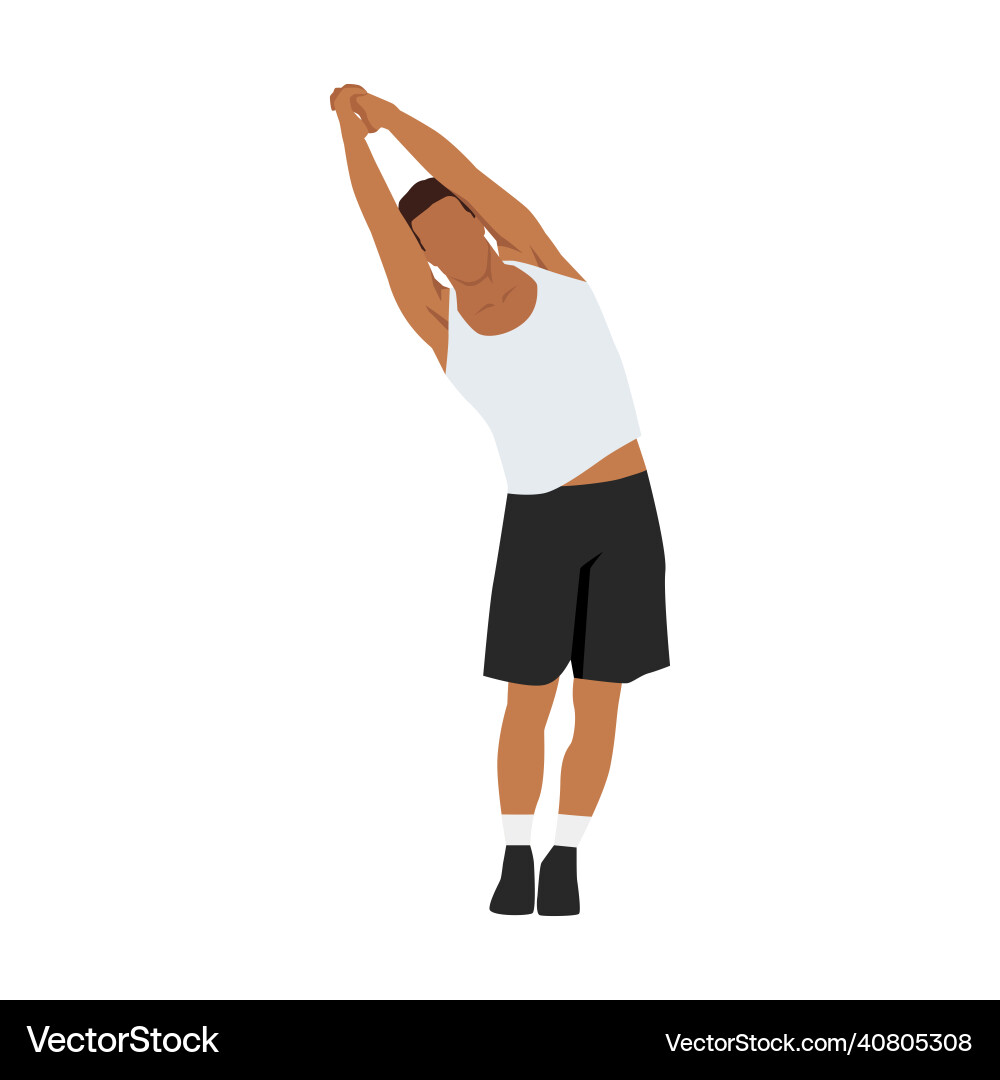 Man doing standing side bend stretch exercise Vector Image