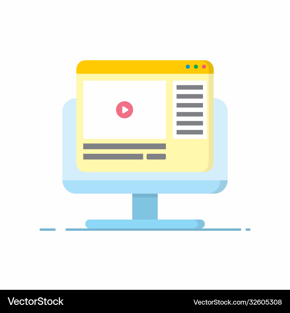 Monitor computer or pc with video website popup Vector Image