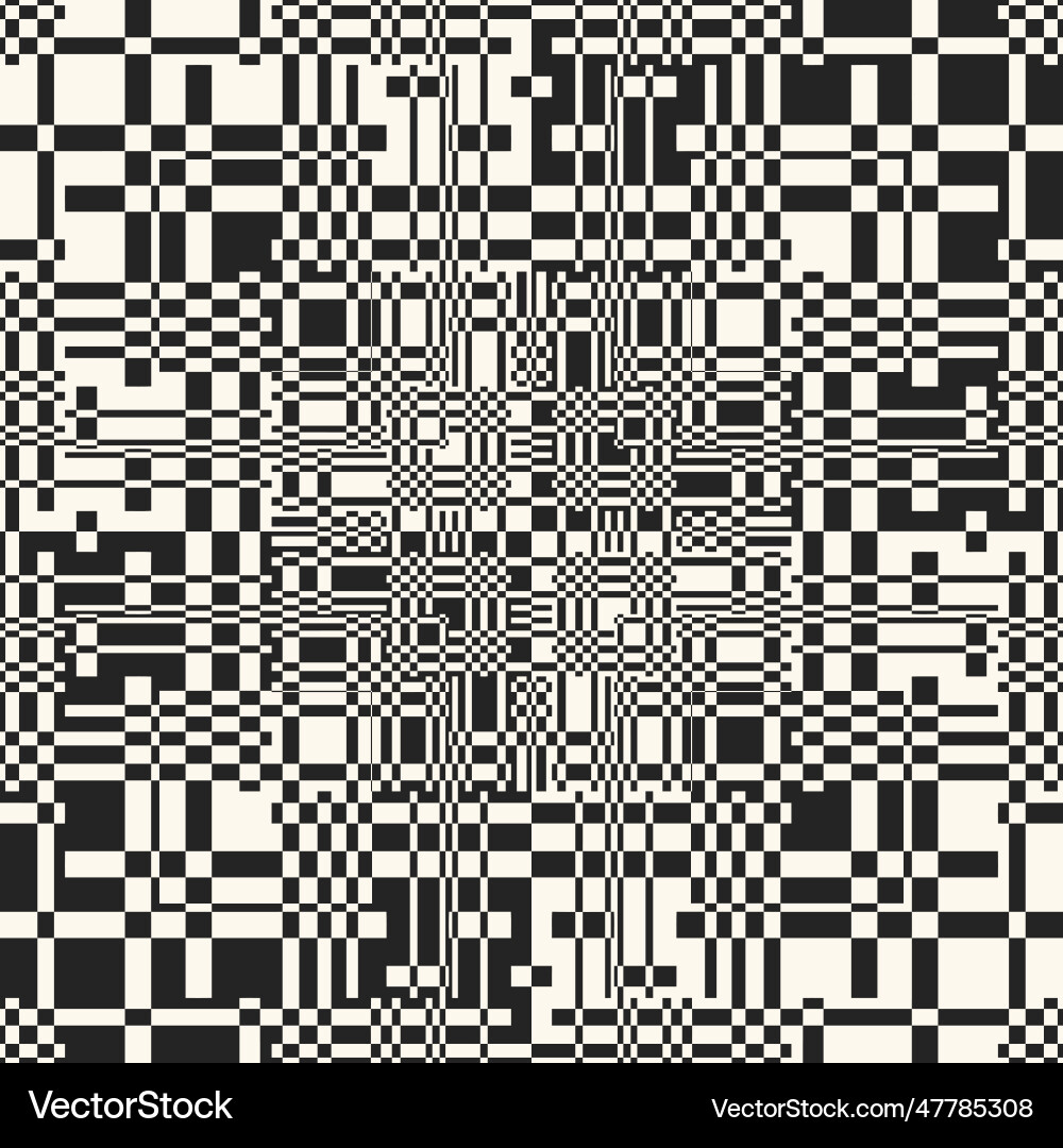 Monochrome glitch effect textured pattern Monochrome glitch effect textured pattern Vector Image