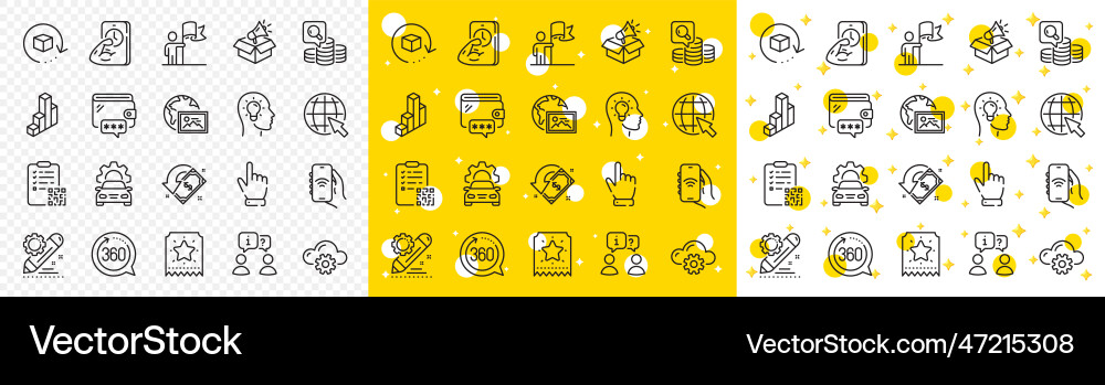 Outline web photo internet and qr code line icons Outline web photo internet and qr code line icons Vector Image