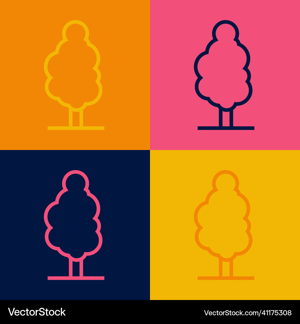 Pop art line tree icon isolated on color Pop art line tree icon isolated on color Vector Image