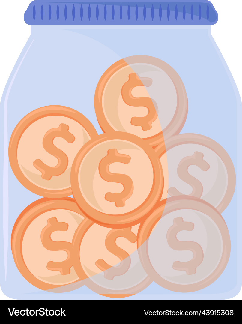 Saving and investing money jar with coins Vector Image