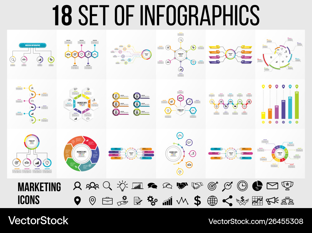 Set of infographics elements design template vector image
