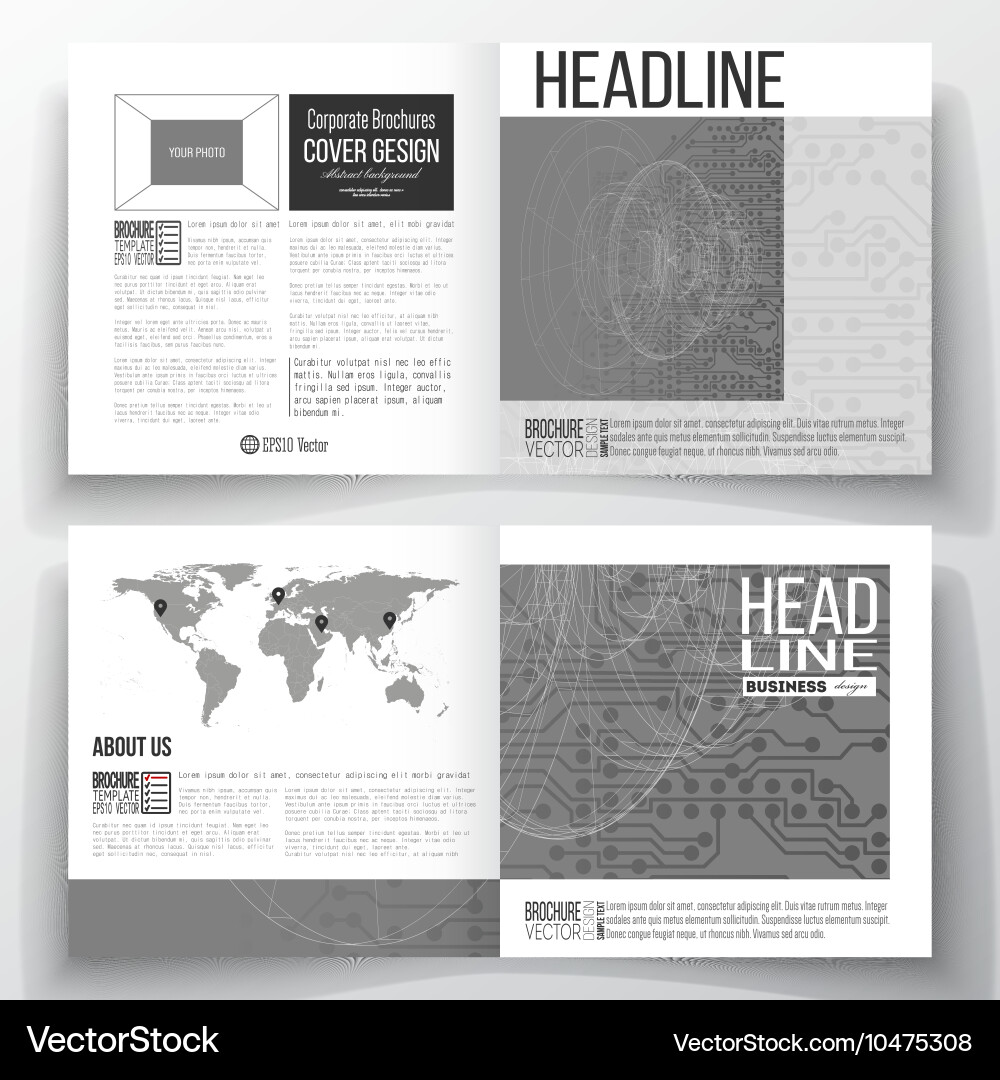 Set of square design brochure template microchip vector image
