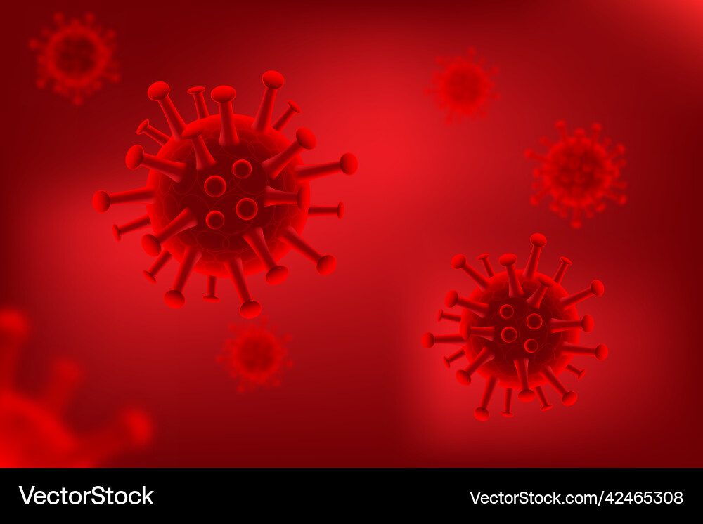 Viruses on red background horizontal Vector Image