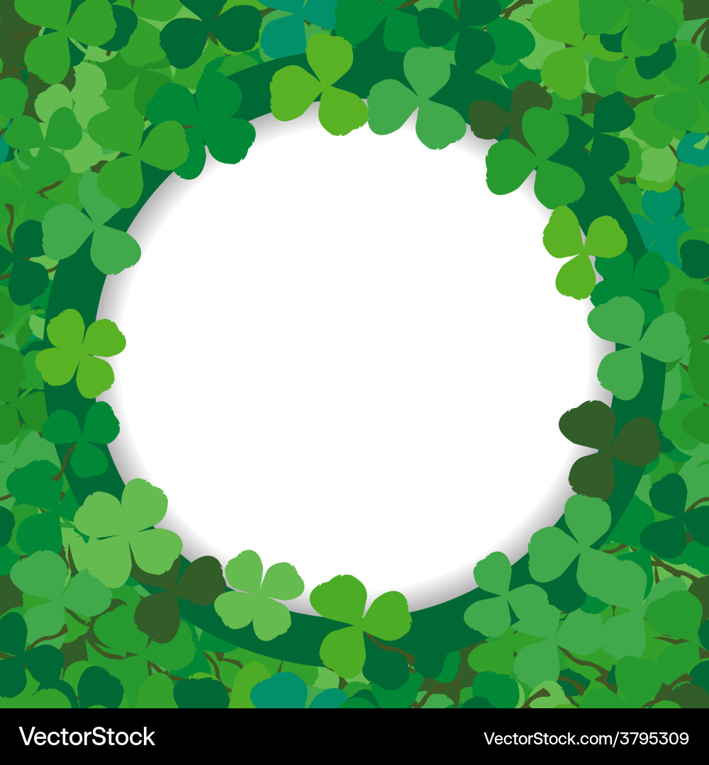 Background with a round frame of clovers vector image
