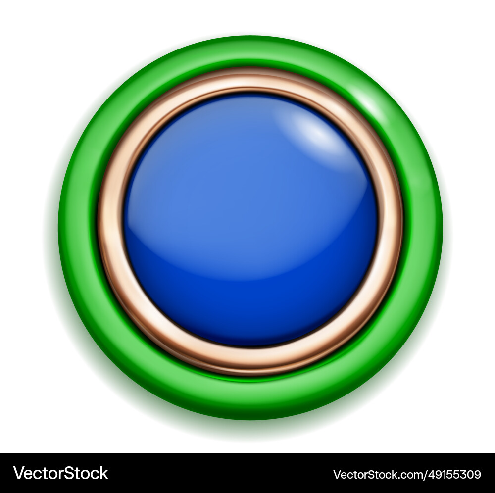 Big button with metallic and colored borders vector image