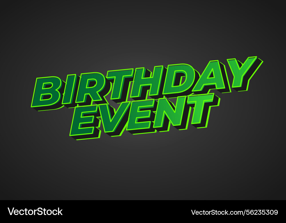 Birthday event text effect for print and online Vector Image