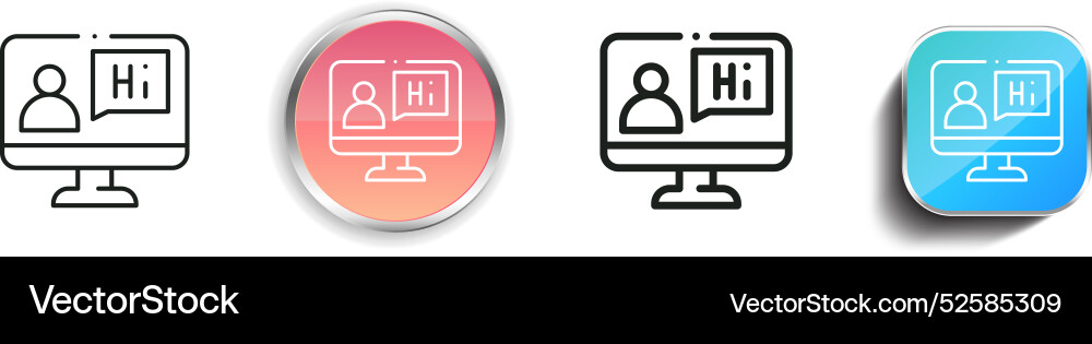 Chatting icon thin linear regular and button Chatting icon thin linear regular and button Vector Image