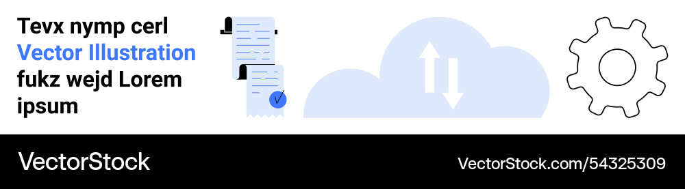 Cloud sync with document and gear text vector image