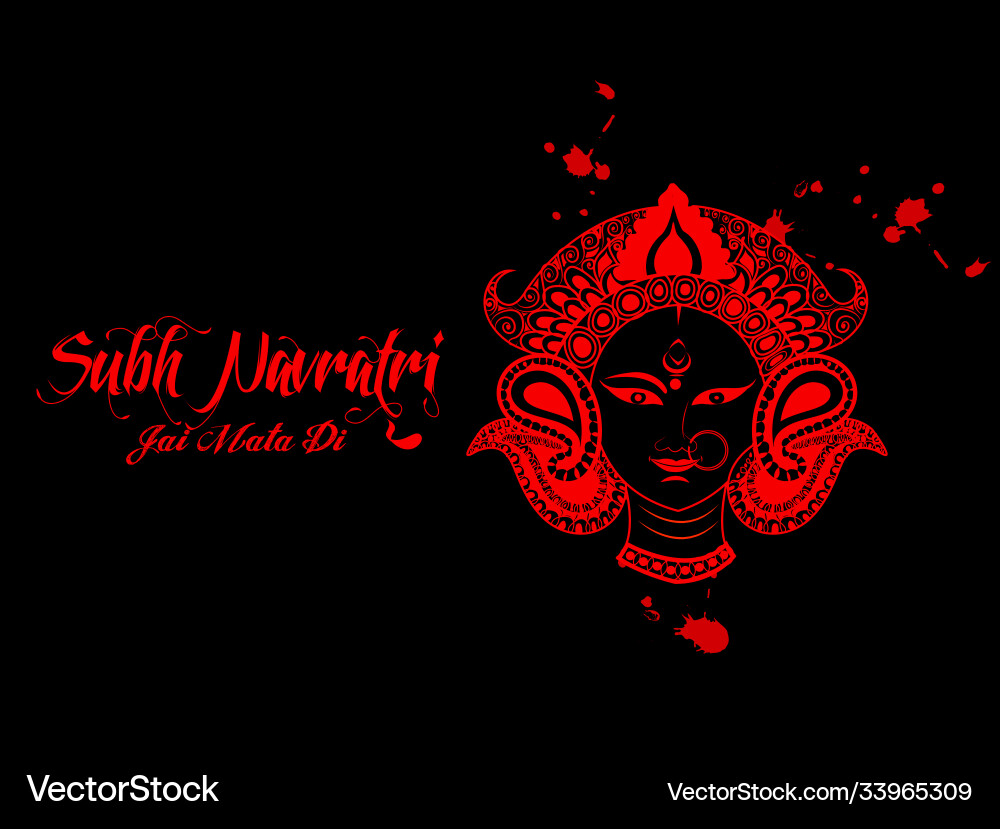 Goddess durga face in happy puja subh Goddess durga face in happy puja subh vector image