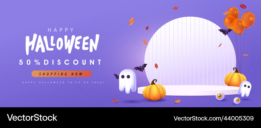 Halloween background design with product display vector image