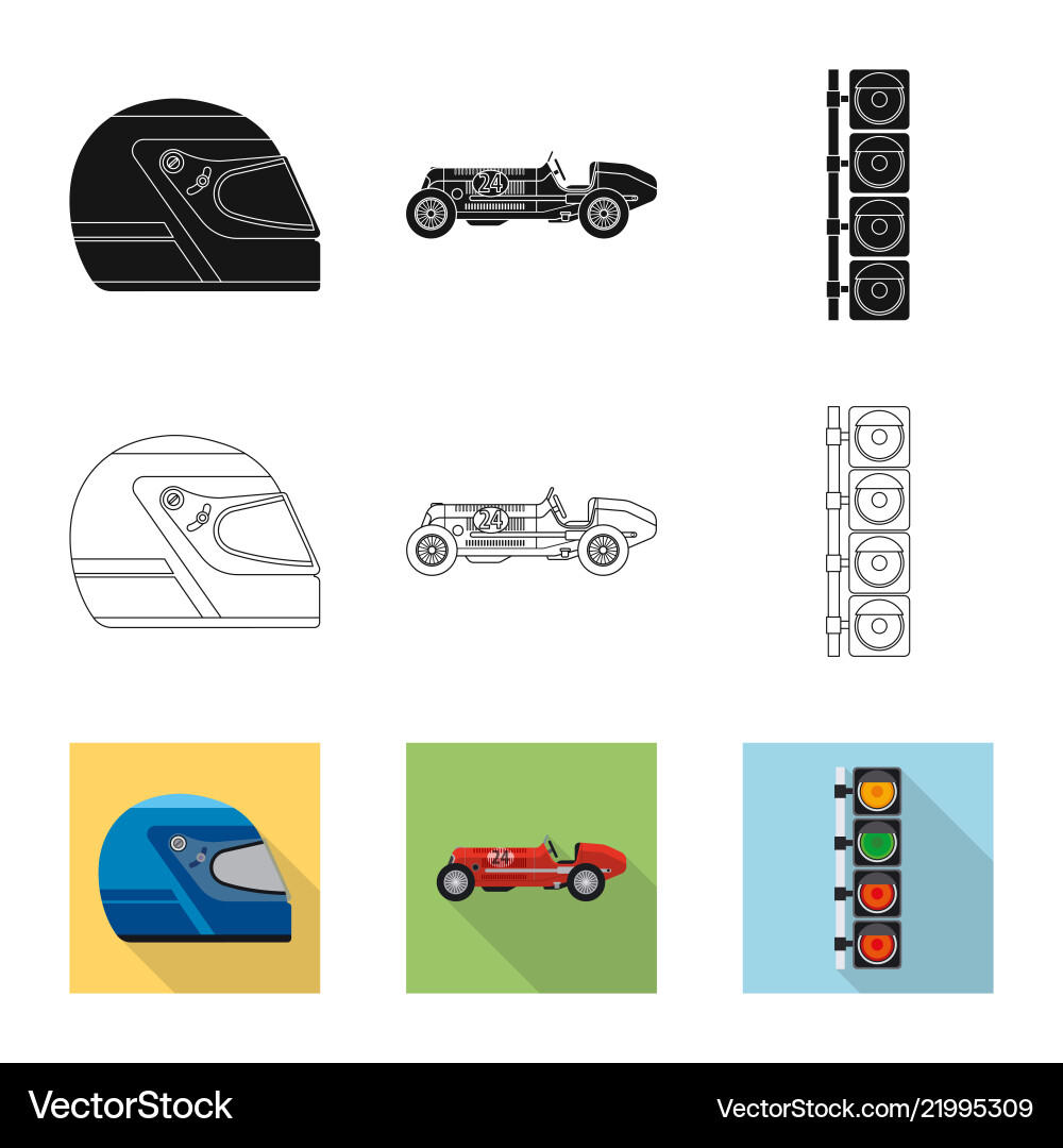 Isolated object of car and rally icon set vector image
