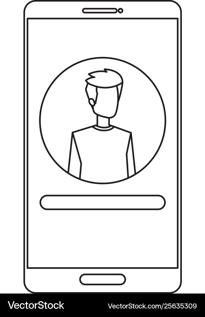Man acount social in smartphone device character Man acount social in smartphone device character Vector Image