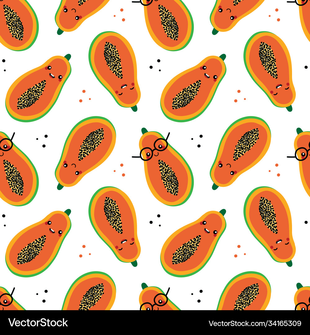 Papaya characters and dots pattern vector image