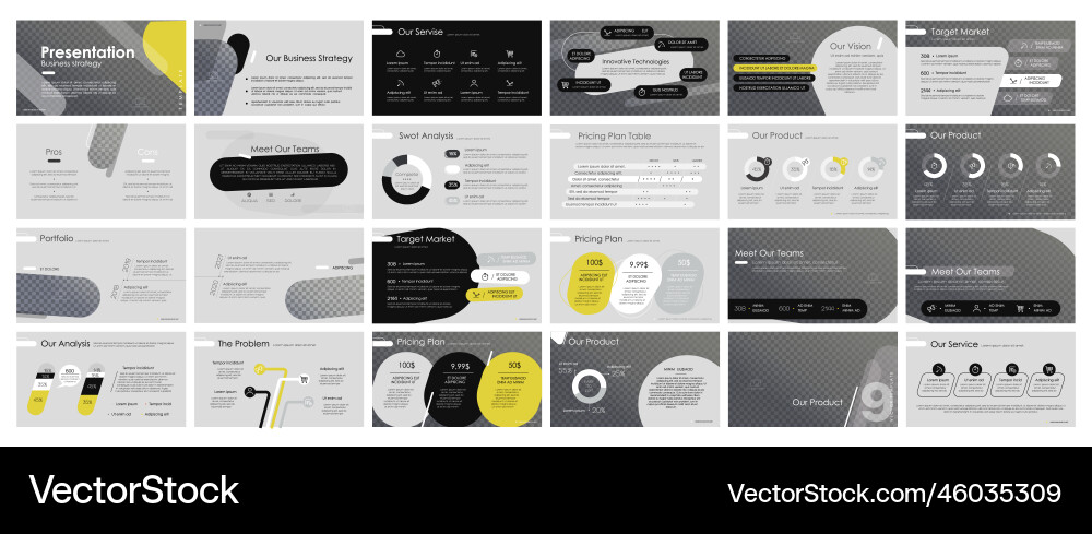 Presentation template elements for slide vector image